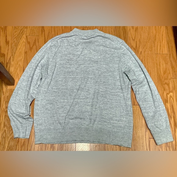 Men's XL Cotton Blue Grey Heather Banana Republic 1/4 Zip Collarless Sweater - Picture 8 of 13